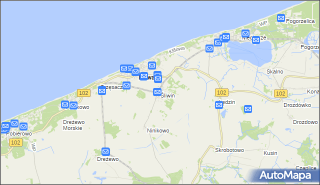 mapa Śliwin, Śliwin na mapie Targeo
