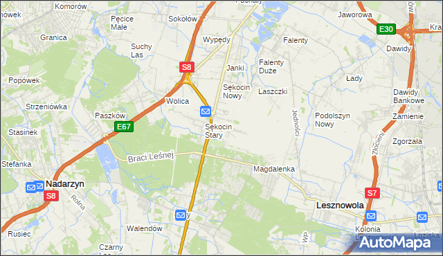 mapa Słomin gmina Raszyn, Słomin gmina Raszyn na mapie Targeo