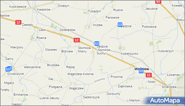 mapa Słomków Suchy, Słomków Suchy na mapie Targeo