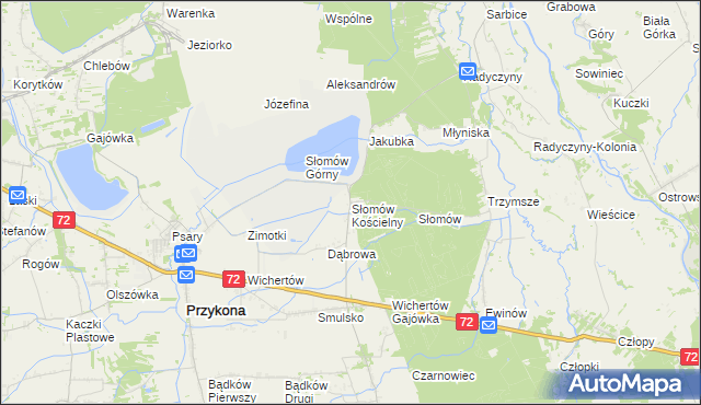 mapa Słomów Kościelny, Słomów Kościelny na mapie Targeo