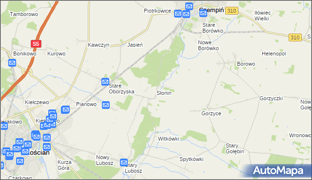 mapa Słonin, Słonin na mapie Targeo