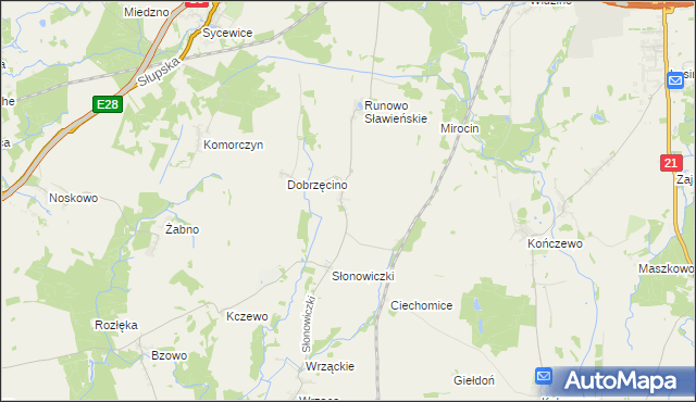 mapa Słonowice gmina Kobylnica, Słonowice gmina Kobylnica na mapie Targeo