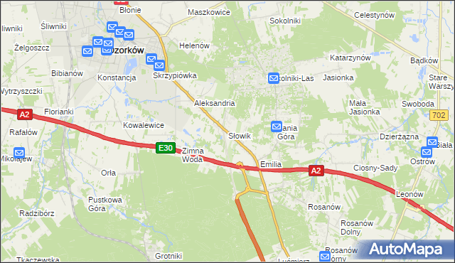mapa Słowik gmina Zgierz, Słowik gmina Zgierz na mapie Targeo