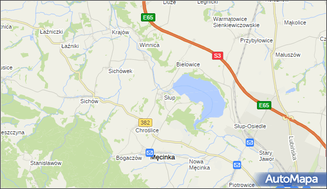 mapa Słup gmina Męcinka, Słup gmina Męcinka na mapie Targeo