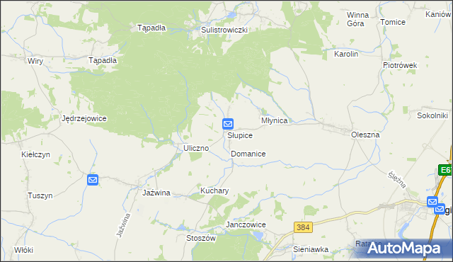 mapa Słupice gmina Łagiewniki, Słupice gmina Łagiewniki na mapie Targeo