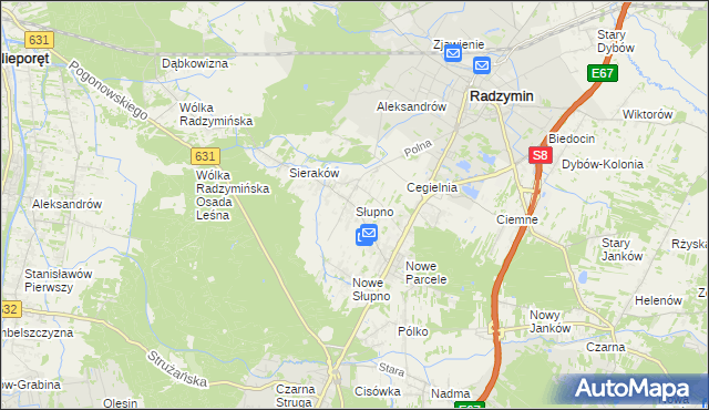 mapa Słupno gmina Radzymin, Słupno gmina Radzymin na mapie Targeo