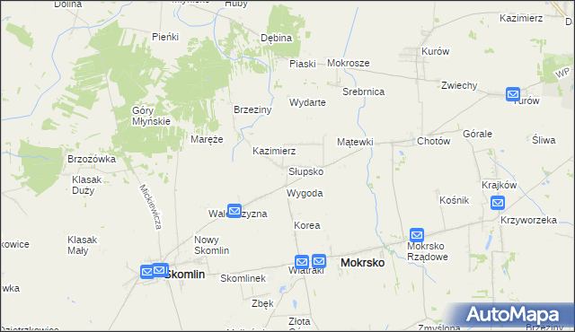 mapa Słupsko gmina Mokrsko, Słupsko gmina Mokrsko na mapie Targeo