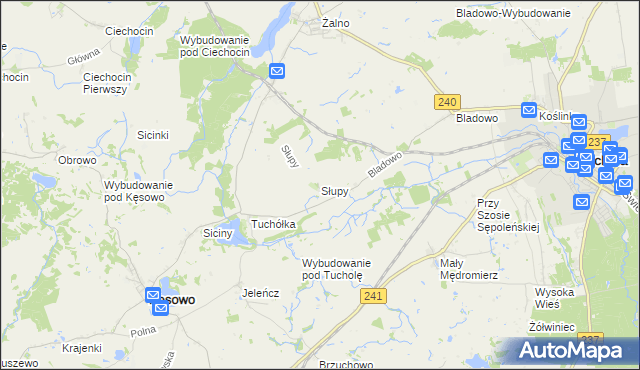 mapa Słupy gmina Tuchola, Słupy gmina Tuchola na mapie Targeo