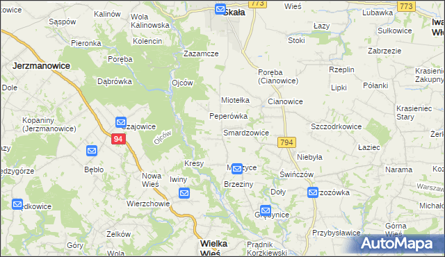 mapa Smardzowice, Smardzowice na mapie Targeo