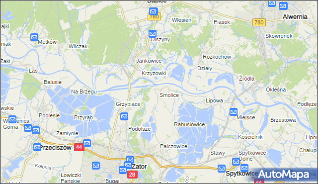 mapa Smolice gmina Zator, Smolice gmina Zator na mapie Targeo