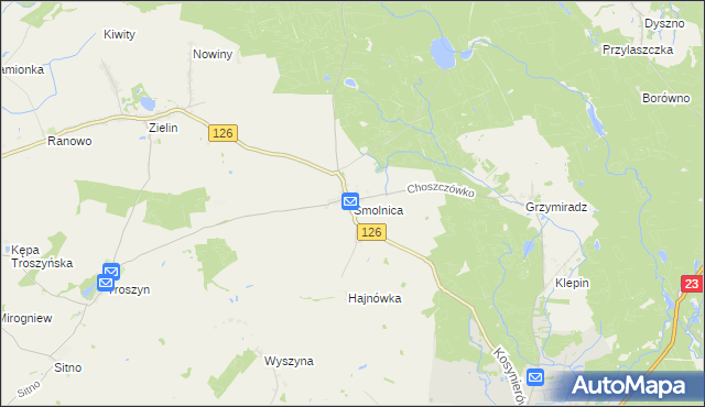 mapa Smolnica gmina Dębno, Smolnica gmina Dębno na mapie Targeo