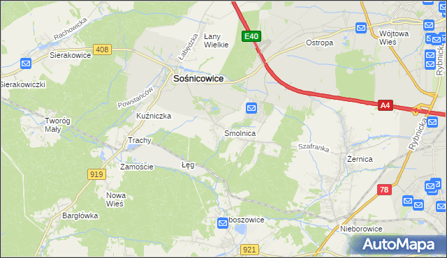 mapa Smolnica gmina Sośnicowice, Smolnica gmina Sośnicowice na mapie Targeo