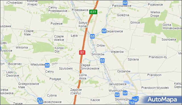 mapa Smroków, Smroków na mapie Targeo