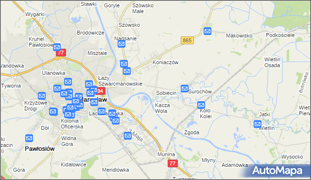 mapa Sobiecin, Sobiecin na mapie Targeo