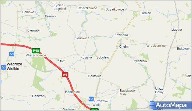 mapa Sobolew gmina Wądroże Wielkie, Sobolew gmina Wądroże Wielkie na mapie Targeo
