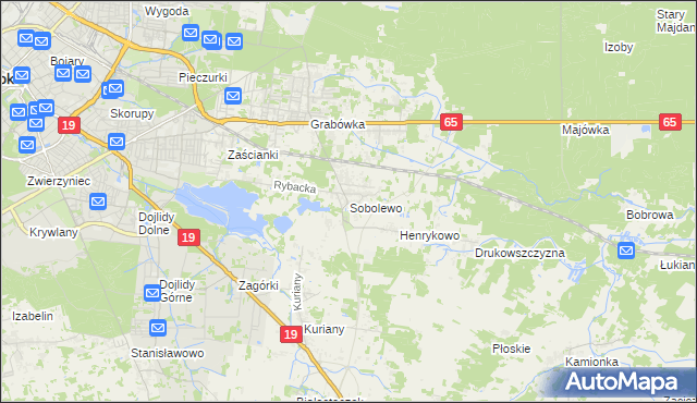 mapa Sobolewo gmina Supraśl, Sobolewo gmina Supraśl na mapie Targeo