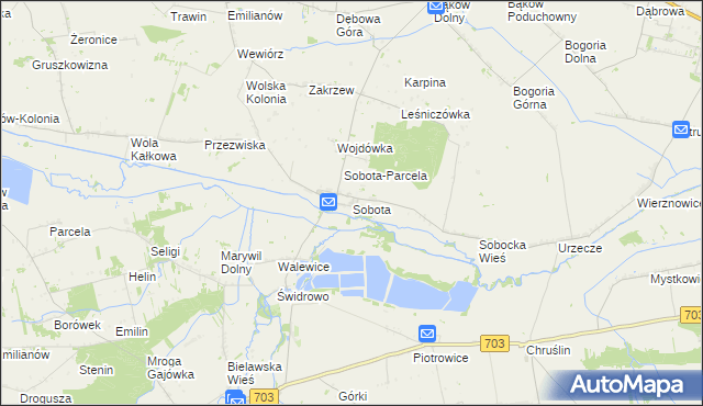 mapa Sobota gmina Bielawy, Sobota gmina Bielawy na mapie Targeo