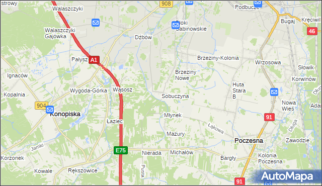 mapa Sobuczyna, Sobuczyna na mapie Targeo