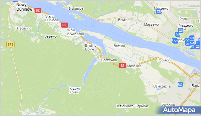 mapa Soczewka gmina Nowy Duninów, Soczewka gmina Nowy Duninów na mapie Targeo