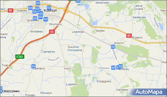 mapa Sokolniki Drzązgowskie, Sokolniki Drzązgowskie na mapie Targeo