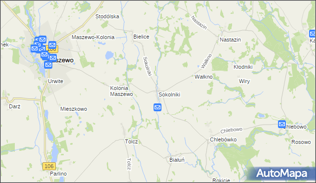 mapa Sokolniki gmina Maszewo, Sokolniki gmina Maszewo na mapie Targeo