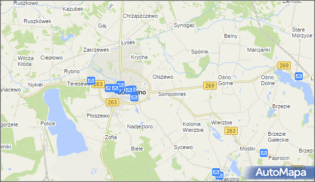 mapa Sompolinek, Sompolinek na mapie Targeo
