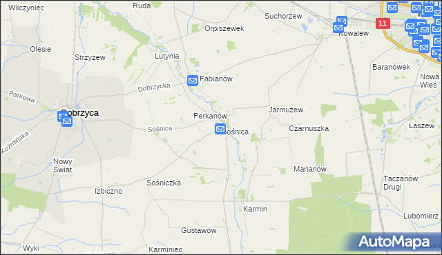 mapa Sośnica gmina Dobrzyca, Sośnica gmina Dobrzyca na mapie Targeo