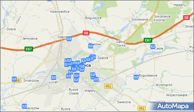 mapa Spalice, Spalice na mapie Targeo