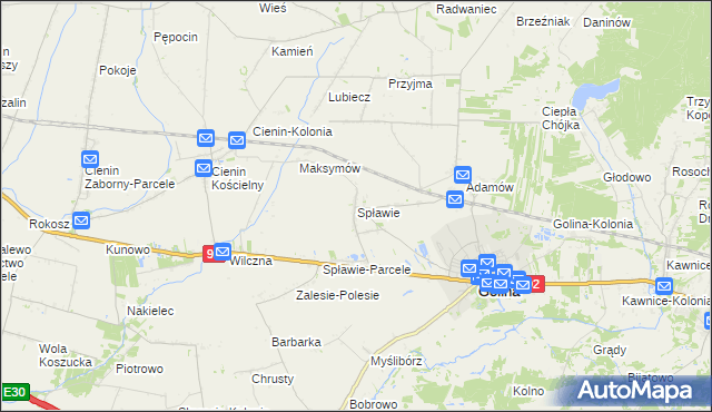 mapa Spławie gmina Golina, Spławie gmina Golina na mapie Targeo
