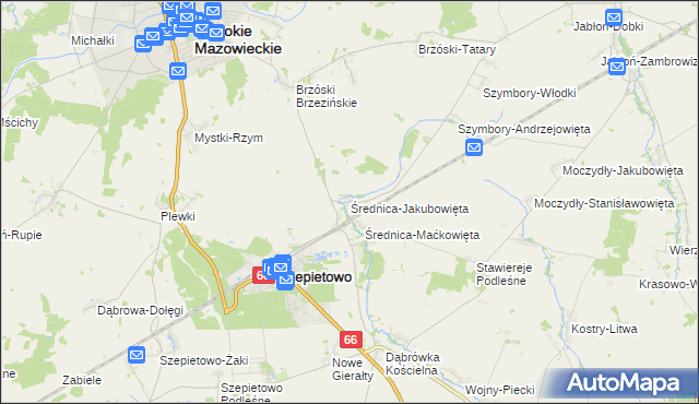 mapa Średnica-Jakubowięta, Średnica-Jakubowięta na mapie Targeo