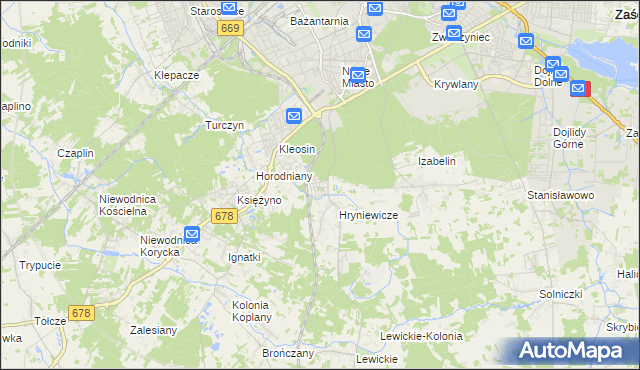 mapa Śródlesie gmina Juchnowiec Kościelny, Śródlesie gmina Juchnowiec Kościelny na mapie Targeo