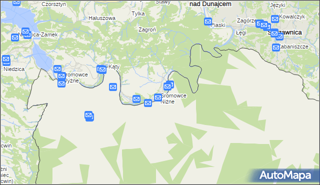 mapa Sromowce Niżne, Sromowce Niżne na mapie Targeo