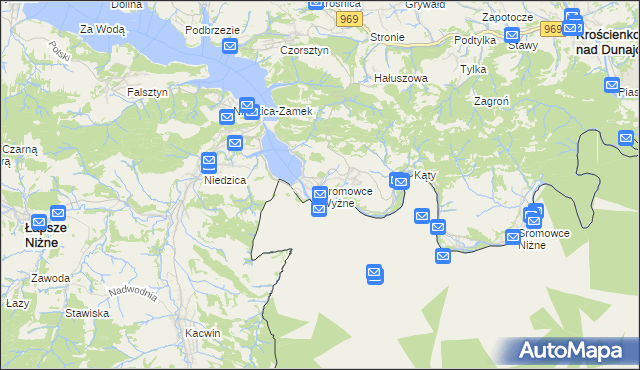 mapa Sromowce Wyżne, Sromowce Wyżne na mapie Targeo