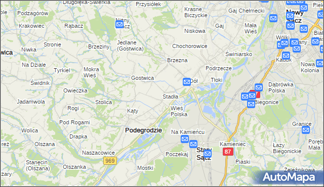 mapa Stadła, Stadła na mapie Targeo