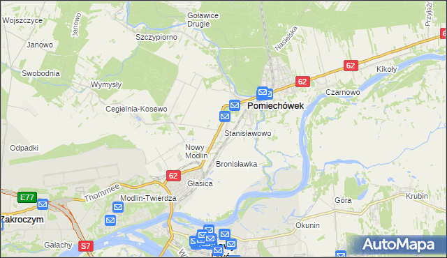 mapa Stanisławowo gmina Pomiechówek, Stanisławowo gmina Pomiechówek na mapie Targeo