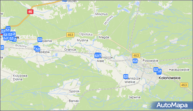 mapa Staniszcze Małe, Staniszcze Małe na mapie Targeo