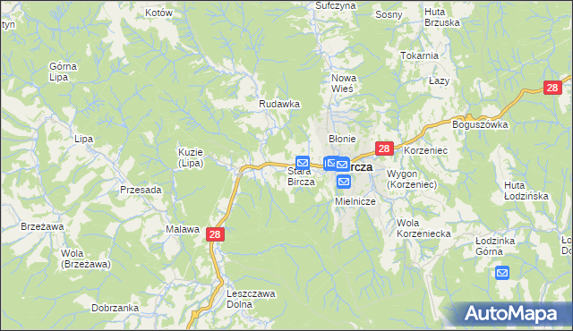 mapa Stara Bircza, Stara Bircza na mapie Targeo