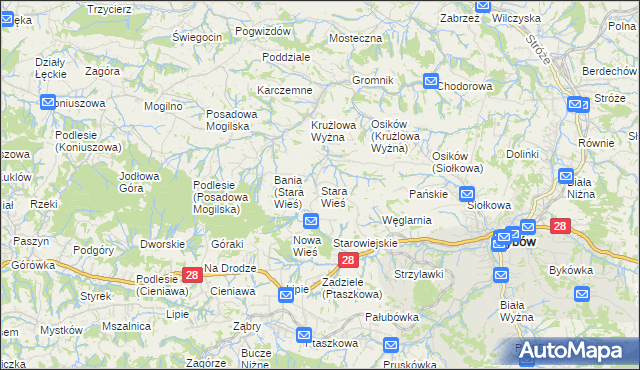 mapa Stara Wieś gmina Grybów, Stara Wieś gmina Grybów na mapie Targeo