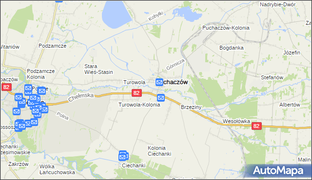 mapa Stara Wieś gmina Puchaczów, Stara Wieś gmina Puchaczów na mapie Targeo