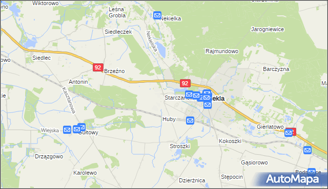 mapa Starczanowo gmina Nekla, Starczanowo gmina Nekla na mapie Targeo