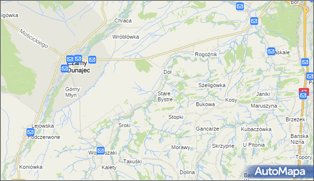 mapa Stare Bystre, Stare Bystre na mapie Targeo