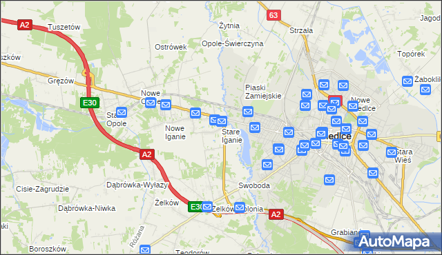 mapa Stare Iganie, Stare Iganie na mapie Targeo