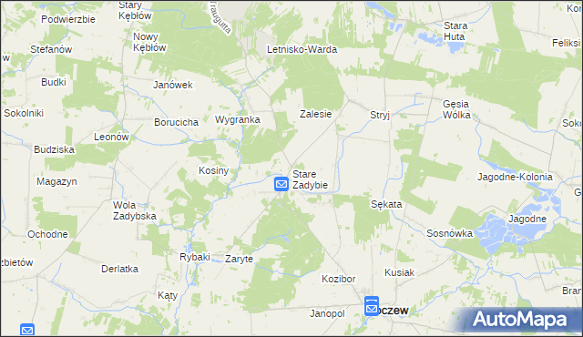 mapa Stare Zadybie, Stare Zadybie na mapie Targeo