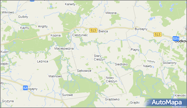 mapa Stary Cieszyn, Stary Cieszyn na mapie Targeo
