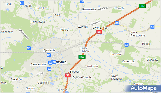 mapa Stary Dybów, Stary Dybów na mapie Targeo