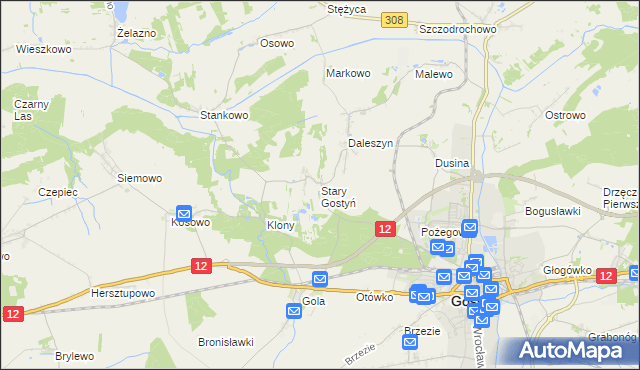 mapa Stary Gostyń, Stary Gostyń na mapie Targeo