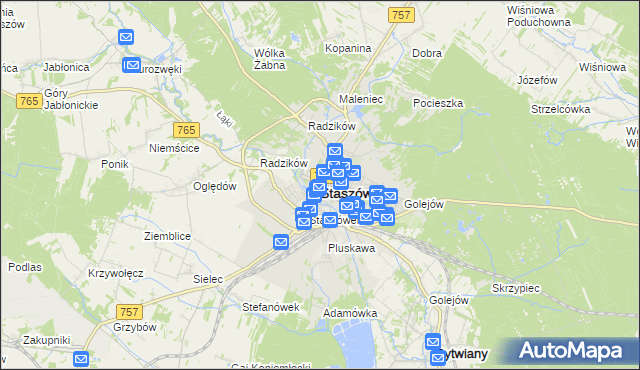 mapa Staszów, Staszów na mapie Targeo