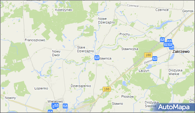 mapa Stawnica gmina Złotów, Stawnica gmina Złotów na mapie Targeo
