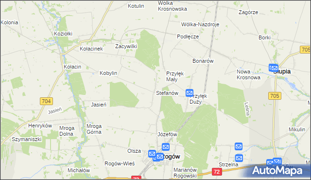 mapa Stefanów gmina Rogów, Stefanów gmina Rogów na mapie Targeo