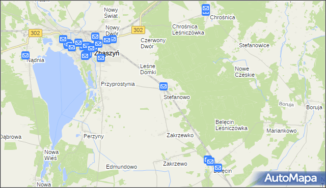 mapa Stefanowo gmina Zbąszyń, Stefanowo gmina Zbąszyń na mapie Targeo